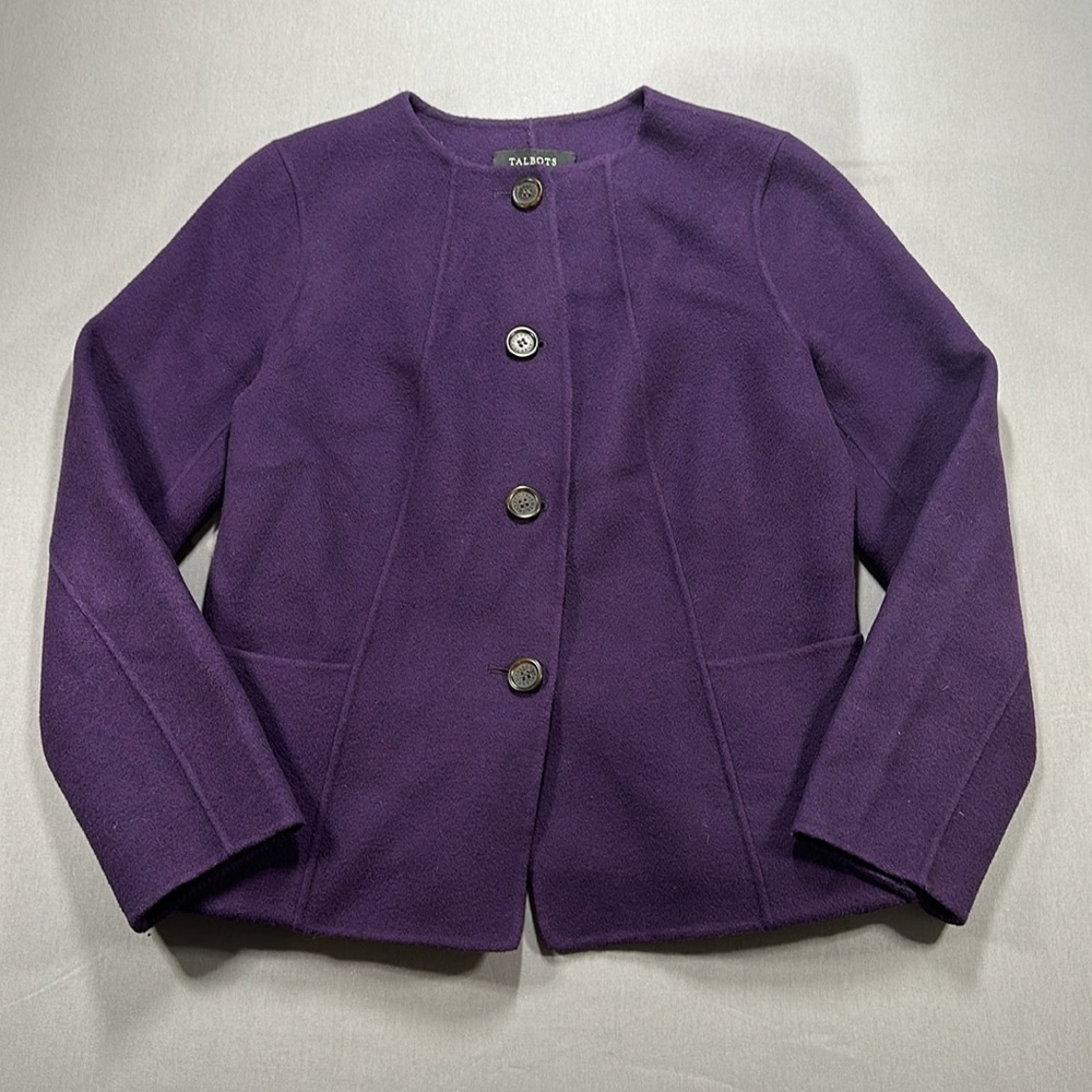 NWOT Talbots Petite Wool-Blend Collarless Blazer Jacket - Womens 6P